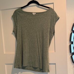 J. Crew Heathered Green Cap  Sleeve Boatneck Tee